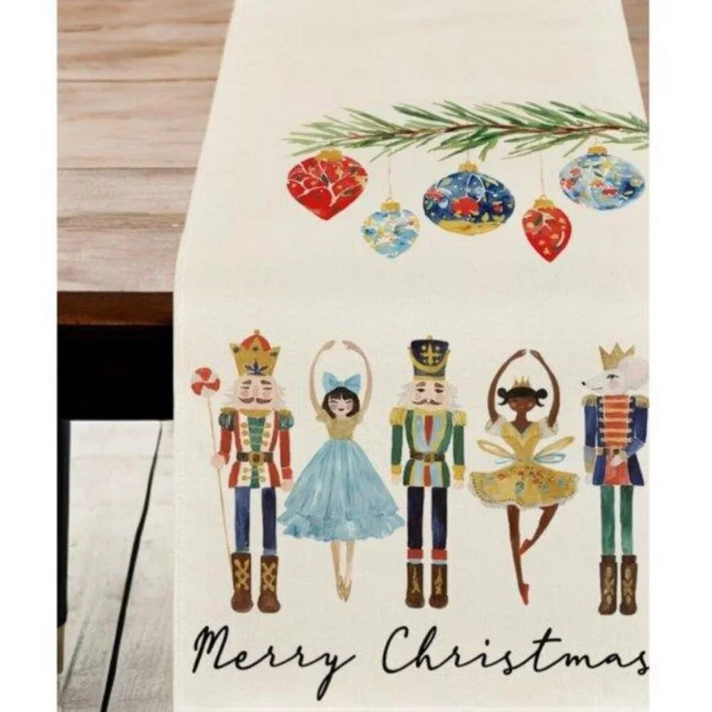 Christmas Table Runner Nutcracker Decor Holiday Xmas Decoration Long Cloth 13x90